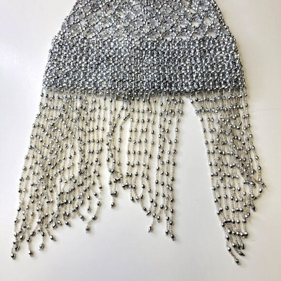 Silver Headpiece Beaded Stretchy Headcap Halloween Flapper Headwear NEW - Picture 7 of 13
